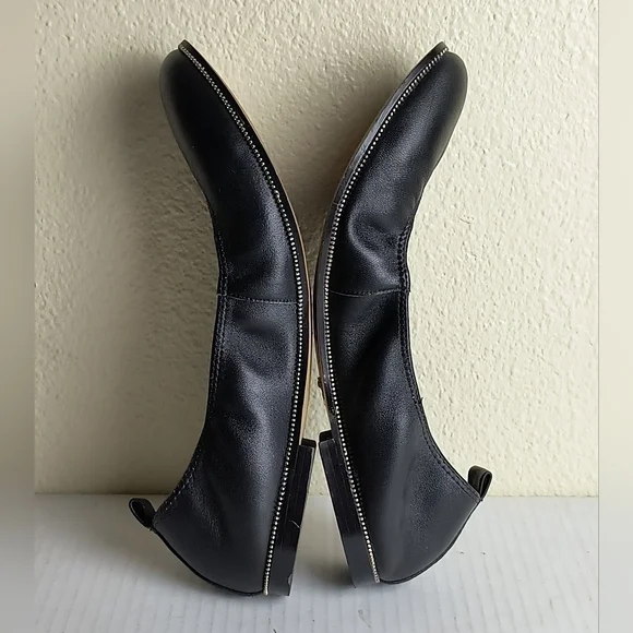 Botkier Mason Black Leather Ballet Flats 9 Fit True To Size Zipper Welt Detail